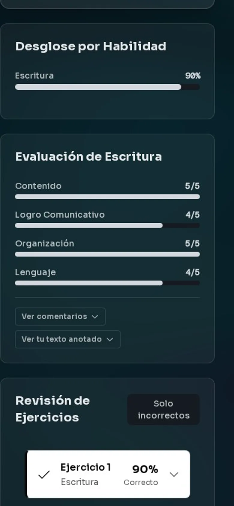 Los ensayos, con los criterios del examen